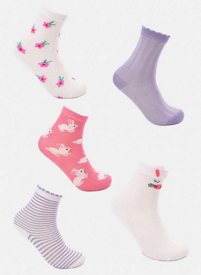 Carina Girly Cotton Socks - 5 Pairs - Image 1