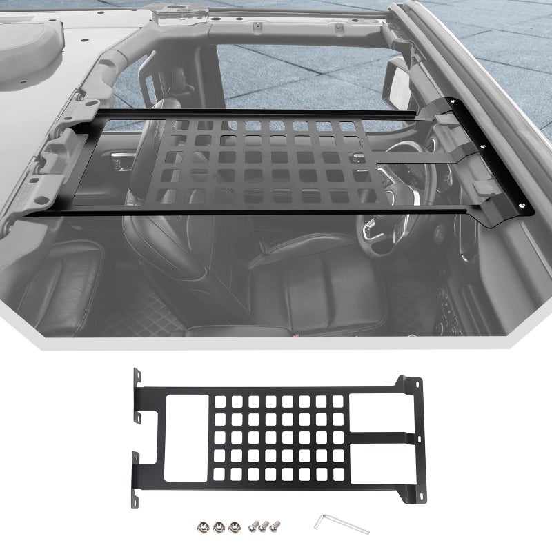 JeCar Roof Rack Hard Top Molle Panel for Jeep Wrangler Overhead Cargo Storage Metal Shelf Accessories for 20182024 2025 Jeep Wrangler JL JLU Unlimited Gladiator JT