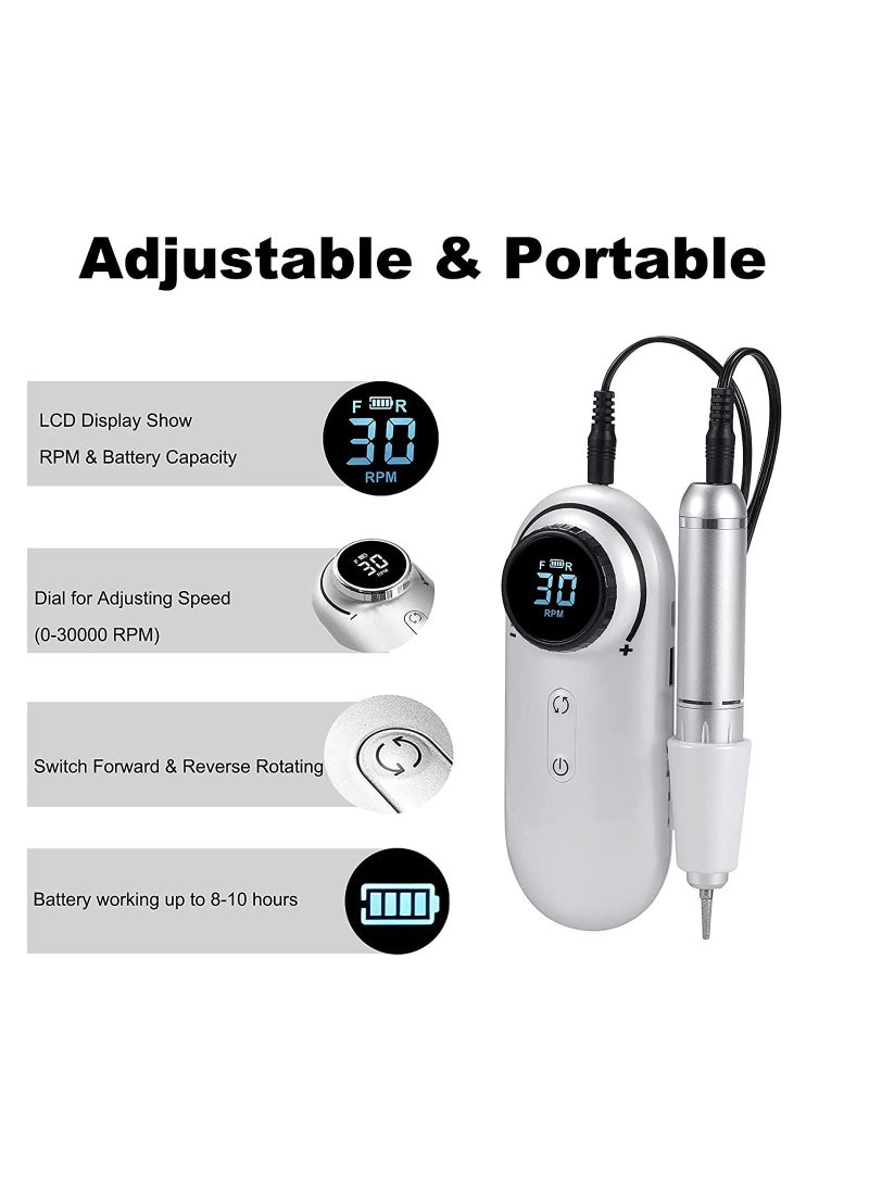 general Electric Nail Drill Machine Cordless, Portable Rechargeable 30000 RPM Professional Nail E-File Kit for Acrylic, Gel Nails, Manicure Pedicure Cuticle - Image 2