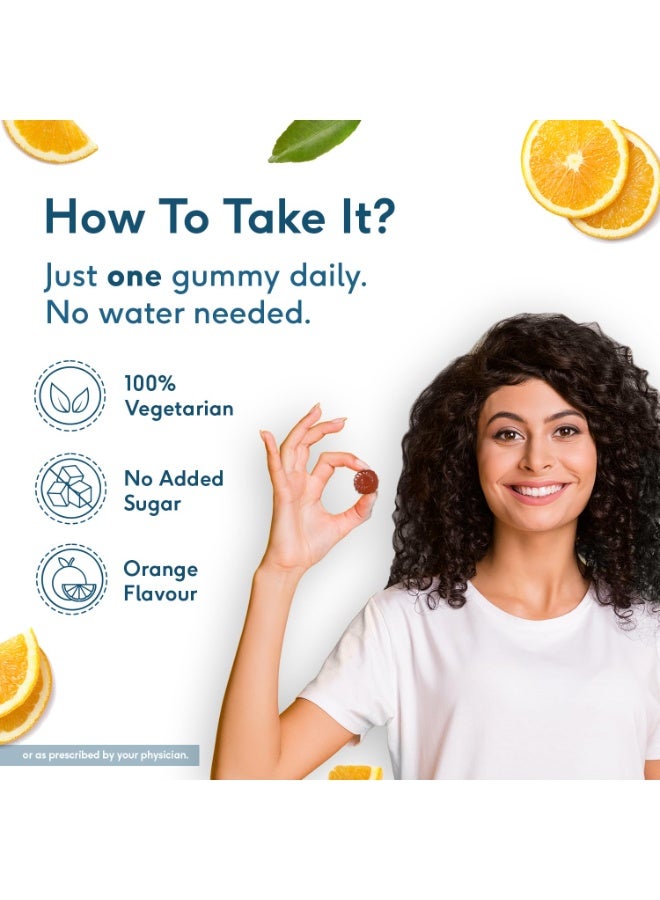 hk vitals Multivitamin Gummies (Orange, 60 Days Pack) | For Men & Women | Boosts Energy & Immunity, Supports Joint Health - Image 3