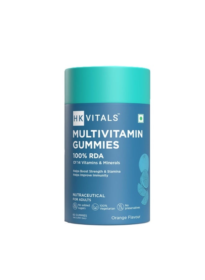 hk vitals Multivitamin Gummies (Orange, 60 Days Pack) | For Men & Women | Boosts Energy & Immunity, Supports Joint Health - Image 1