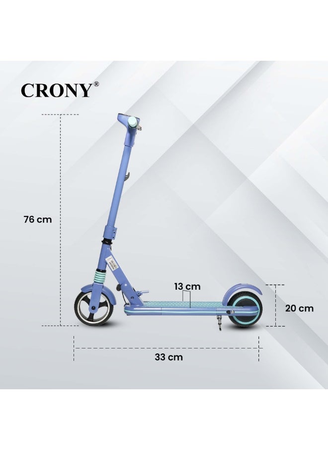 Crony - JL019 Kids E-Scooter 150W Motor, 10-14KM/H Speed, 24V/2.5AH Battery, 5-8KM Range, LED Display, 7-Inch Non-Flat Tires, Lightweight & Portable, Easy Folding, Durable Aluminum Alloy Frame, Up to 60KG Capacity, LED Lights, Mobile Phone Holder, Ideal for Ages 6-12, Comfortable Ride, Perfect Gift for Children, Great for Short Commuting, 2-3H Charging Time，Blue - Image 1