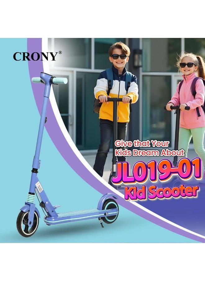Crony - JL019 Kids E-Scooter 150W Motor, 10-14KM/H Speed, 24V/2.5AH Battery, 5-8KM Range, LED Display, 7-Inch Non-Flat Tires, Lightweight & Portable, Easy Folding, Durable Aluminum Alloy Frame, Up to 60KG Capacity, LED Lights, Mobile Phone Holder, Ideal for Ages 6-12, Comfortable Ride, Perfect Gift for Children, Great for Short Commuting, 2-3H Charging Time，Blue - Image 1