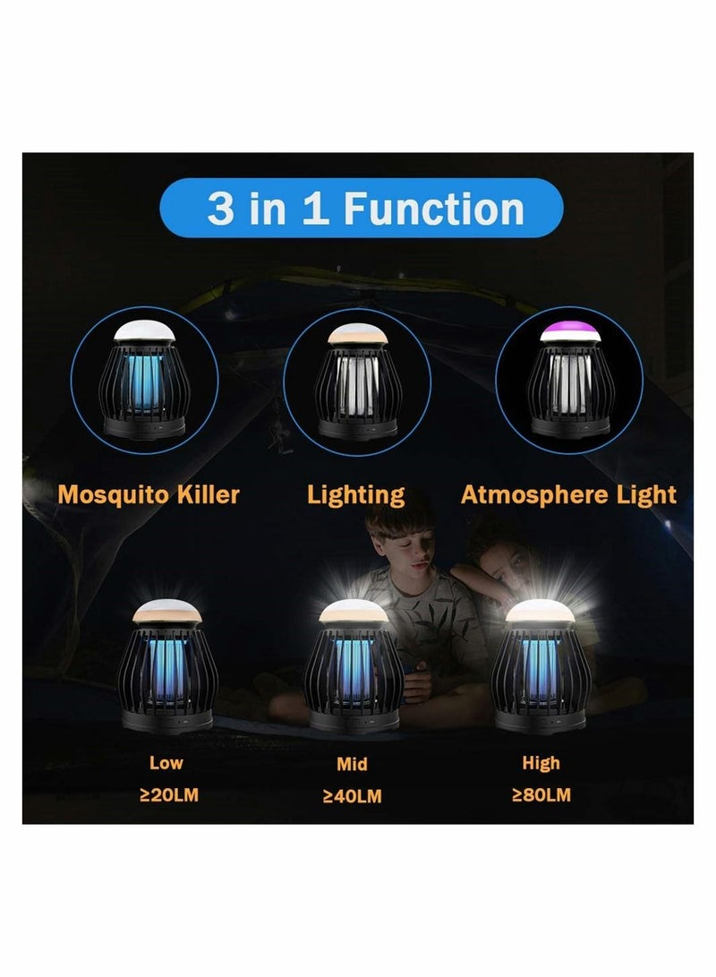 SYOSI Mosquito Killer Lamp, Electricity UV Trap 3 Lighting Modes Bug Zapper, USB Rechargeable Mosquito Zapper with 8-Color Breathing RGB Light for Indoor and outdoor  - Image 3