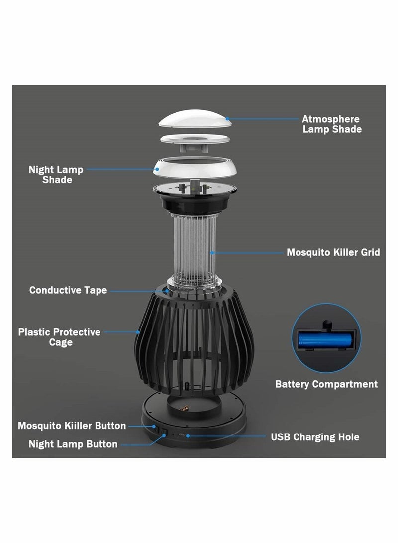 SYOSI Mosquito Killer Lamp, Electricity UV Trap 3 Lighting Modes Bug Zapper, USB Rechargeable Mosquito Zapper with 8-Color Breathing RGB Light for Indoor and outdoor  - Image 4