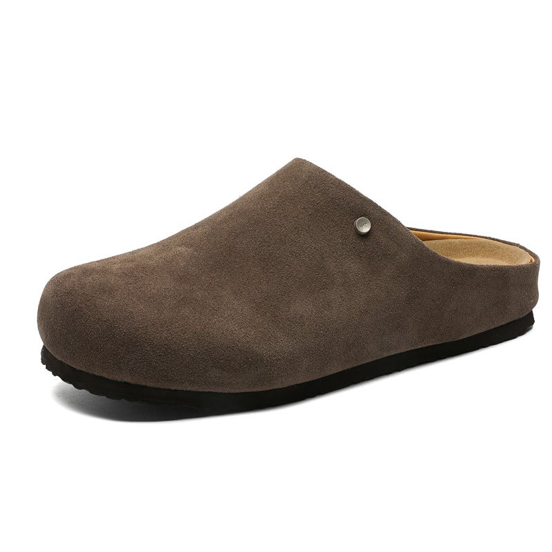 Korean Version 2025 Summer Closed-Toe Thick-Soled Non-Slip Lazy Birkenstock Shoes 45370 Long-Haired Yellow Black Brown-J - Image 1