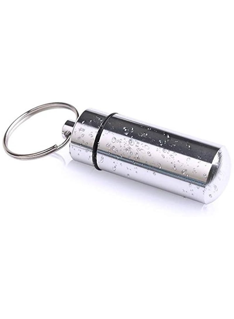 Small Pocket Pill Box Keychain Aluminum Keychain Medication Pill Box Waterproof Aluminum Alloy Pill Box Portable Medicine Case Capsule Container Bottle Holder Outdoor Pill Case Keychain  - Image 3