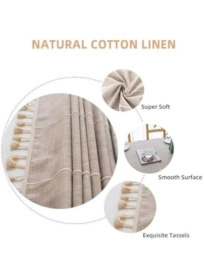 MIXDE Tablecloths, Embroidered Checkered Table Cloth Cotton Linen Wrinkle Free Anti-Fading Table Cover Decoration for Kitchen Dinning Party , 55 x 102 Inch (Checkered Brown) - Image 3