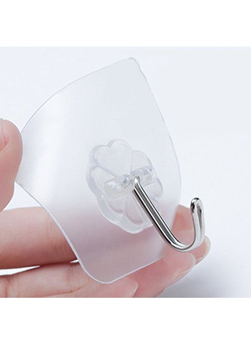 WENGONVILA WENGONVILA Waterproof Plastic Adhesive Sticky Wall Hooks for Hanging 10kg Max Transparent Pack of 10  - Image 1
