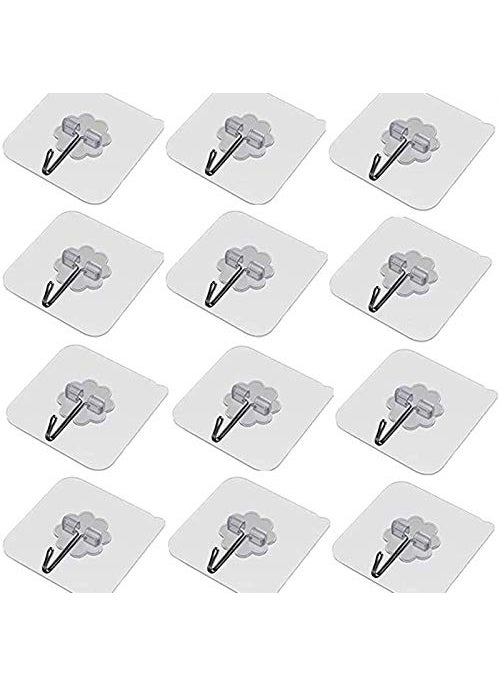 WENGONVILA WENGONVILA Waterproof Plastic Adhesive Sticky Wall Hooks for Hanging 10kg Max Transparent Pack of 10  - Image 2