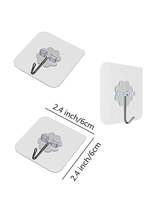 WENGONVILA WENGONVILA Waterproof Plastic Adhesive Sticky Wall Hooks for Hanging 10kg Max Transparent Pack of 10  - Image 3