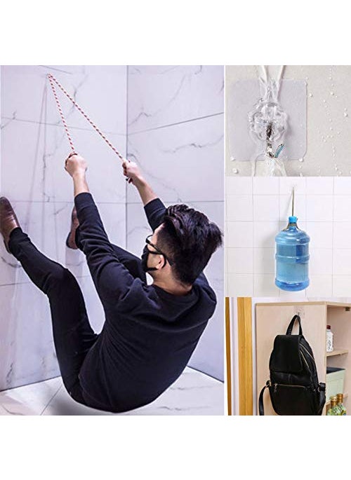 WENGONVILA WENGONVILA Waterproof Plastic Adhesive Sticky Wall Hooks for Hanging 10kg Max Transparent Pack of 10  - Image 4