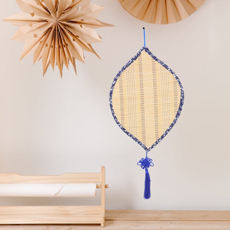 Leaf Shape Mat Wall Hanging Decor Sushi Rolling Mat With Floral Edging Boho Wall Hanging Pendant For Home Office Garden Teahouse - Image 4