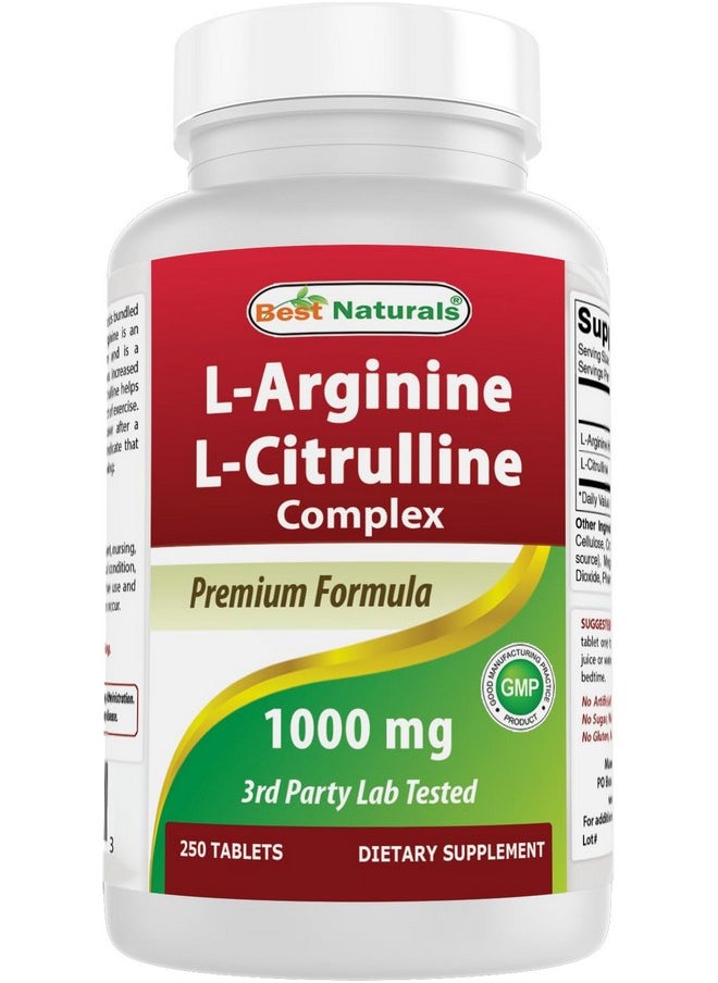 Best Naturals - Best Naturals L-Arginine L-Citruline Complex Tablets, 250 Count - Image 1