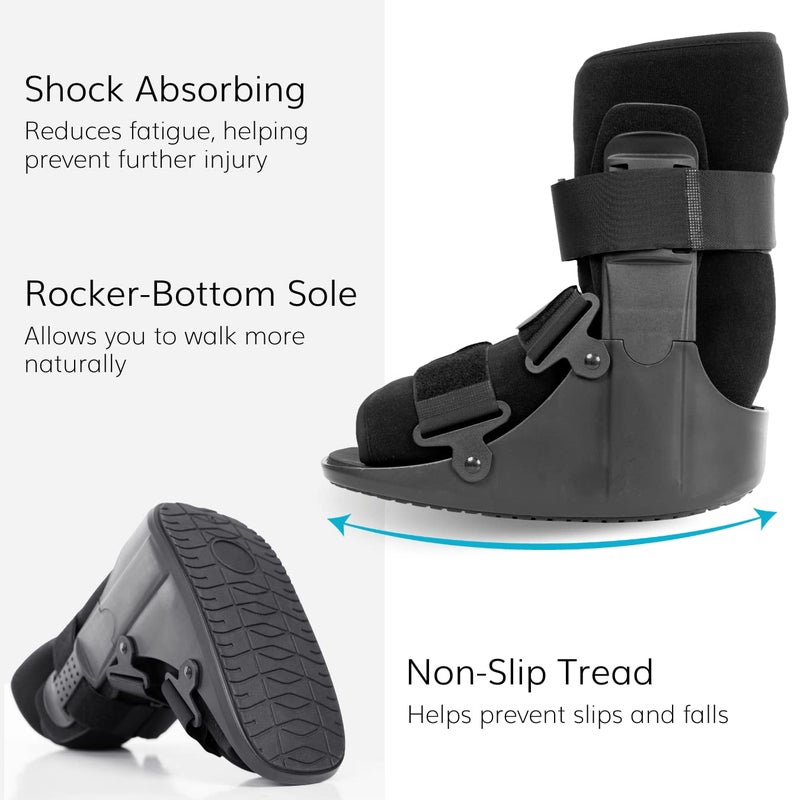BraceAbility Short Walking Boot - Orthopedic Medical Walker Cast for Broken Toe Injuries, Sprained Ankles, Metatarsal Stress, Post-Op Support Left or Right Foot Fracture Shoe Fits Men and Women (S) - Image 3