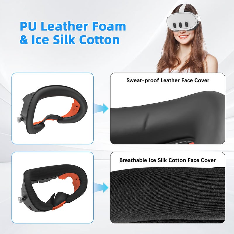 Rechale Face Cover Pad and Facial Interface Compatible with Meta Oculus Quest 3 Accessories, Replaceable Upgraded Sweat-Proof PU Leather Pad, Air-Circulation Design Face Cover Accessorie for Quest 3 - Image 4