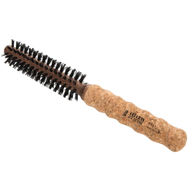 Ibiza Hair Round Boar Bristle Brush (EX1-32mm) | Lightweight with Reinforced Bristles & Cork Handle | Ideal for Pixies, Hairlines & Necklines | Adds Texture for Short to Medium Styles - Image 1
