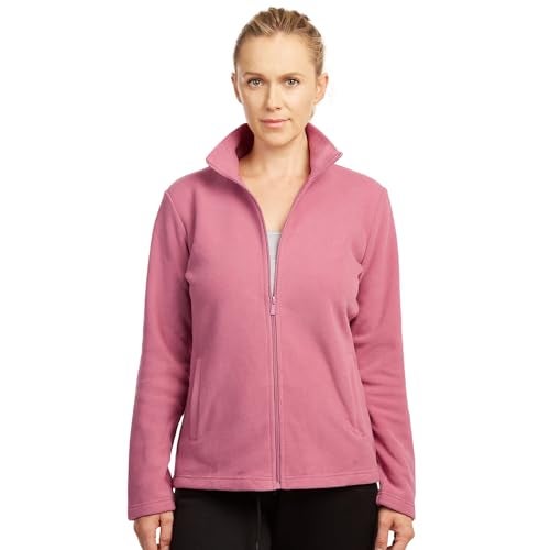Sofra Women's Polar Fleece Full Zip Up Winter Jacket (S, D. Rose) - Image 5