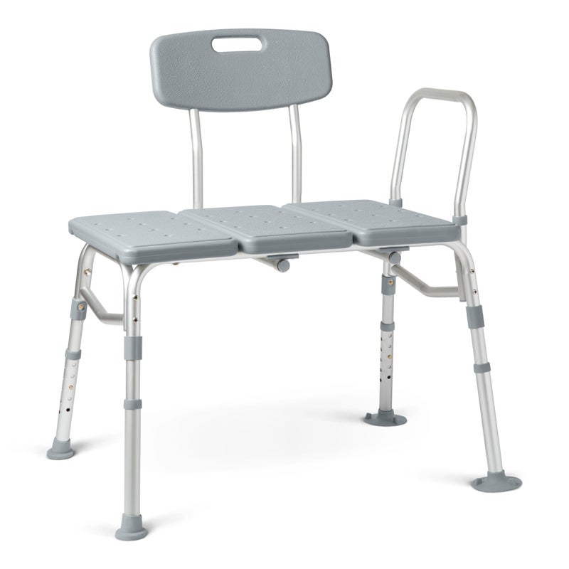Medline Transfer Bench for Bathtubs and Showers, Adjustable Shower Bench and Bath Seat For Seniors and adults, Slip-resistant Feet, Heavy-Duty 400 lb. Weight Capacity, Tool-Free Assembly - Image 1