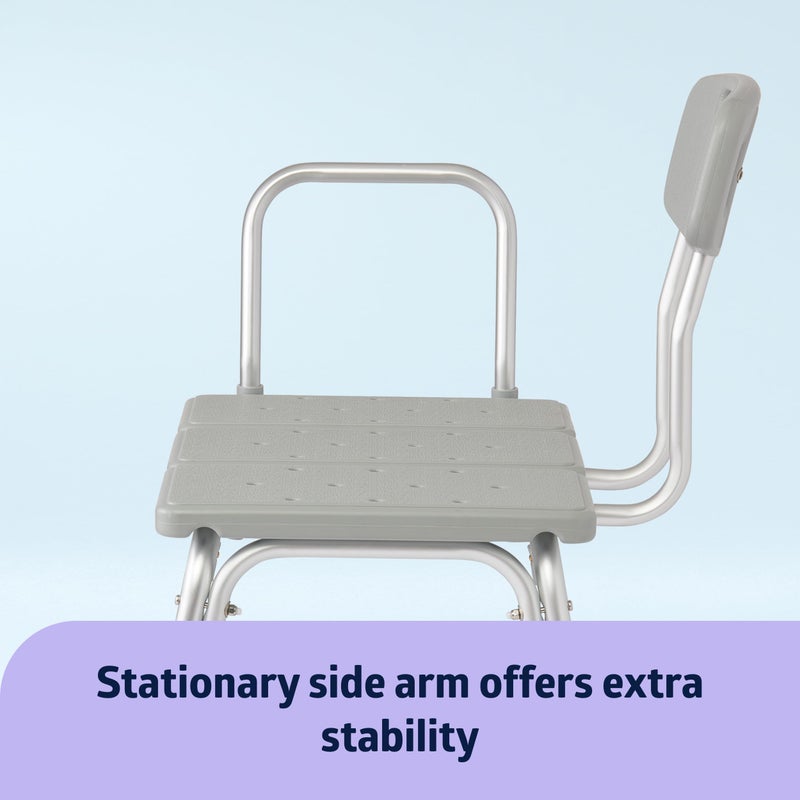 Medline Transfer Bench for Bathtubs and Showers, Adjustable Shower Bench and Bath Seat For Seniors and adults, Slip-resistant Feet, Heavy-Duty 400 lb. Weight Capacity, Tool-Free Assembly - Image 3
