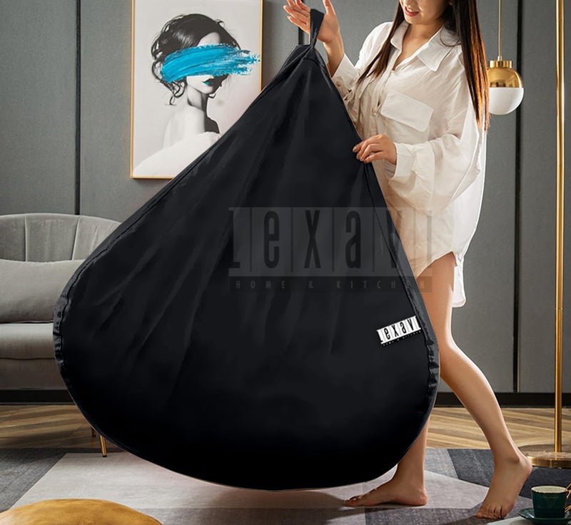 LEXAVI Brand® - Next Level Lifestyle Suits Your Home Decore | 5XL Jumbo Big Size Faux Leather Beanbag with Footrest & Pillow |Capacity: Upto 5Ft Height,90 KG Weight | Color- (XXXXXL - Black) - Image 3