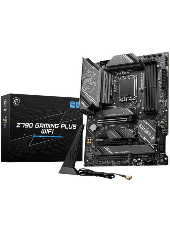 إم اس أي لوحة أم Z790 GAMING PLUS Wi-Fi LGA 1700 ATX، شريحة Intel Z790، 4x DDR5 RAM، دعم ذاكرة 256 جيجابايت، 6 x SATA 6G | 4 x M.2، Wi-Fi 6E، 2.5 GbE، BT 5.3، USB 3.2 Gen 2 | 911-7E06-061 - Image 1