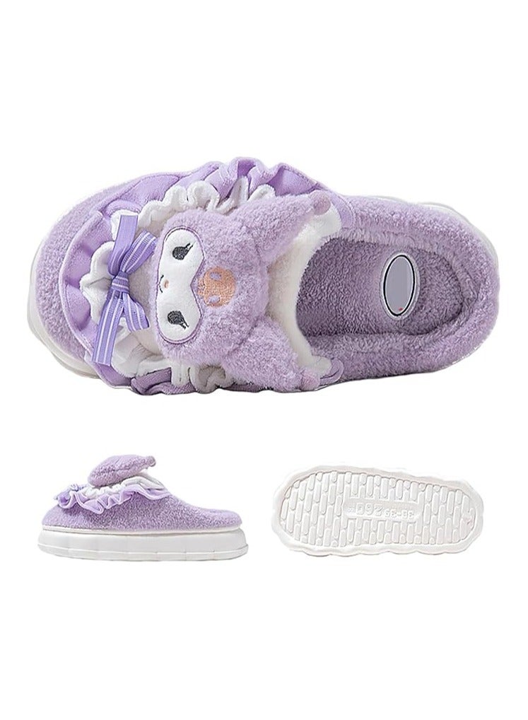 general Cute kuromi cotton slippers cute plush slippers ladies cartoon home cotton slippers silent warm shoes indoor home shoes ladies - Image 5