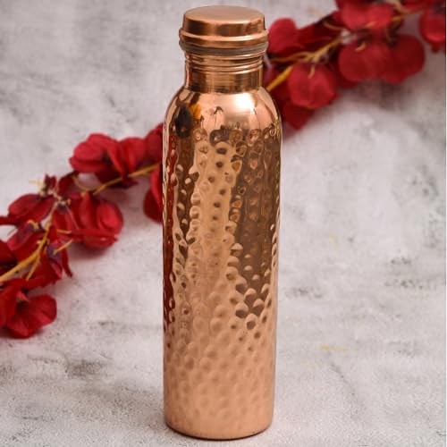 OGGN Pure Copper Water Bottle with Hammered Shine Finish Design, Advanced Leak Protection, Durable & Rust Proof Tamba Bottle for Drinking, Perfect Stylish Office Carrying Bottles - 950 Ml - Image 1