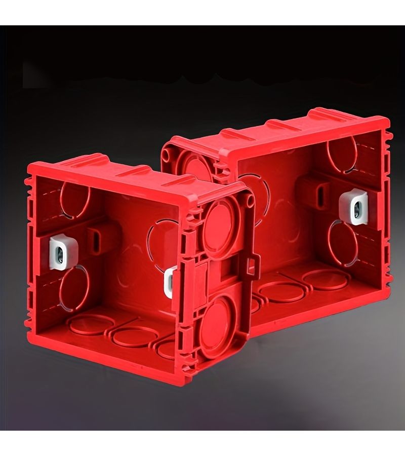 Fire Resistant Red PVC Flush Mount Electrical Box For 86 Type Switch And Outlet 6 Pack - Image 1