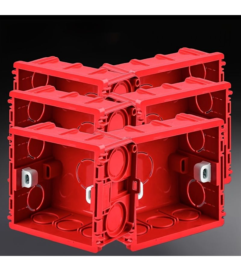 Fire Resistant Red PVC Flush Mount Electrical Box For 86 Type Switch And Outlet 6 Pack - Image 4
