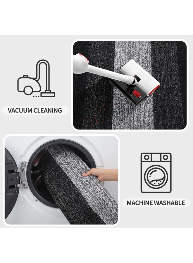 Kitinjoy Indoor Outdoor Door Mat, 30x17 Non-Slip Absorbent Dirt Trapper, Low-Profile Washable Inside Entrance Front Floor Mat, Sturdy Soft Entry Doormats for Entryway, Black - Image 5
