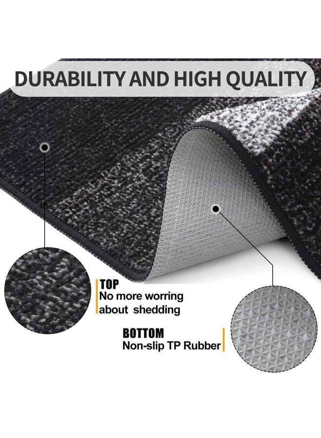 Kitinjoy Indoor Outdoor Door Mat, 30x17 Non-Slip Absorbent Dirt Trapper, Low-Profile Washable Inside Entrance Front Floor Mat, Sturdy Soft Entry Doormats for Entryway, Black - Image 3