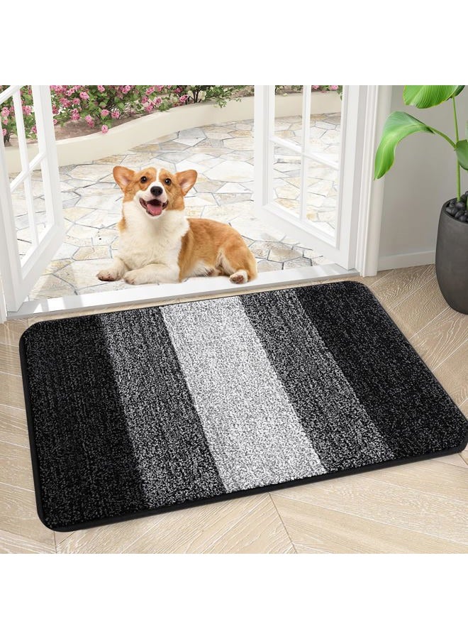 Kitinjoy Indoor Outdoor Door Mat, 30x17 Non-Slip Absorbent Dirt Trapper, Low-Profile Washable Inside Entrance Front Floor Mat, Sturdy Soft Entry Doormats for Entryway, Black - Image 1