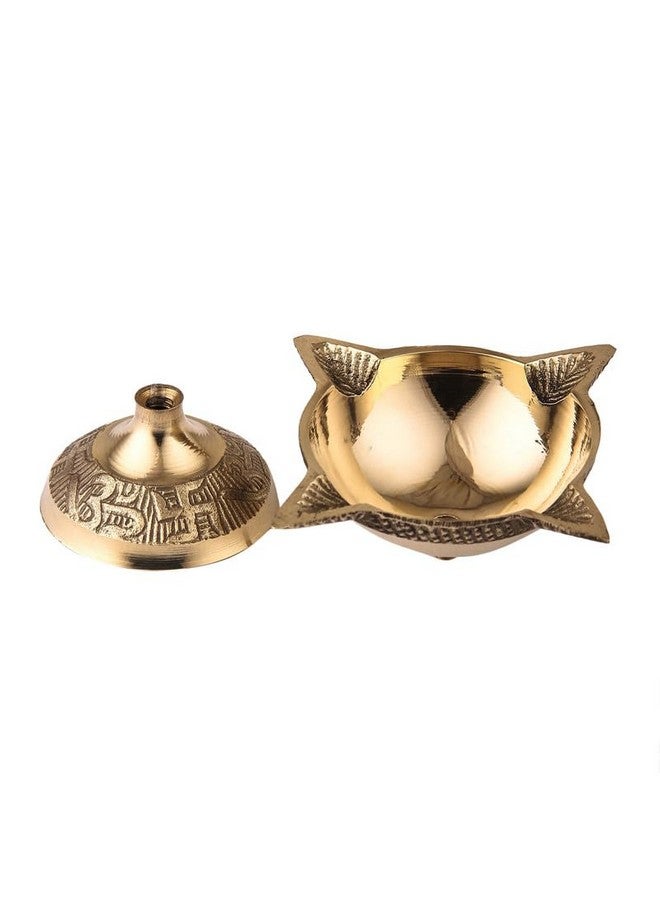 TORPPEZA 4 Face Brass Diya for Mandir, Diwali Festival Oil Lamp for Daily/Diwali Pooja, Charmukhi Diya - Image 4