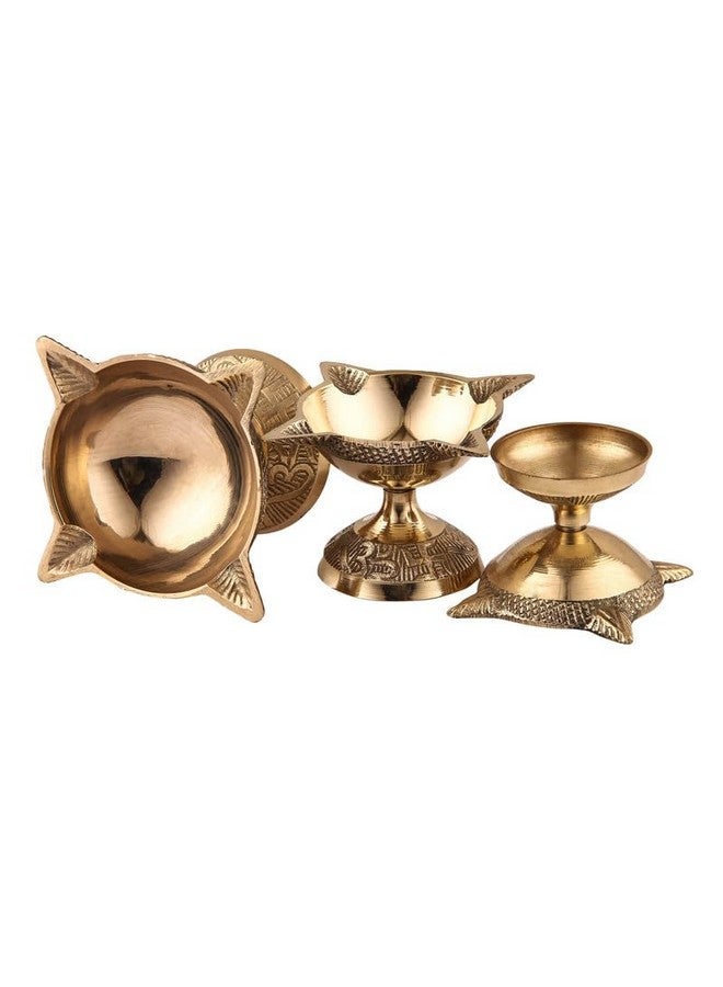 TORPPEZA 4 Face Brass Diya for Mandir, Diwali Festival Oil Lamp for Daily/Diwali Pooja, Charmukhi Diya - Image 2