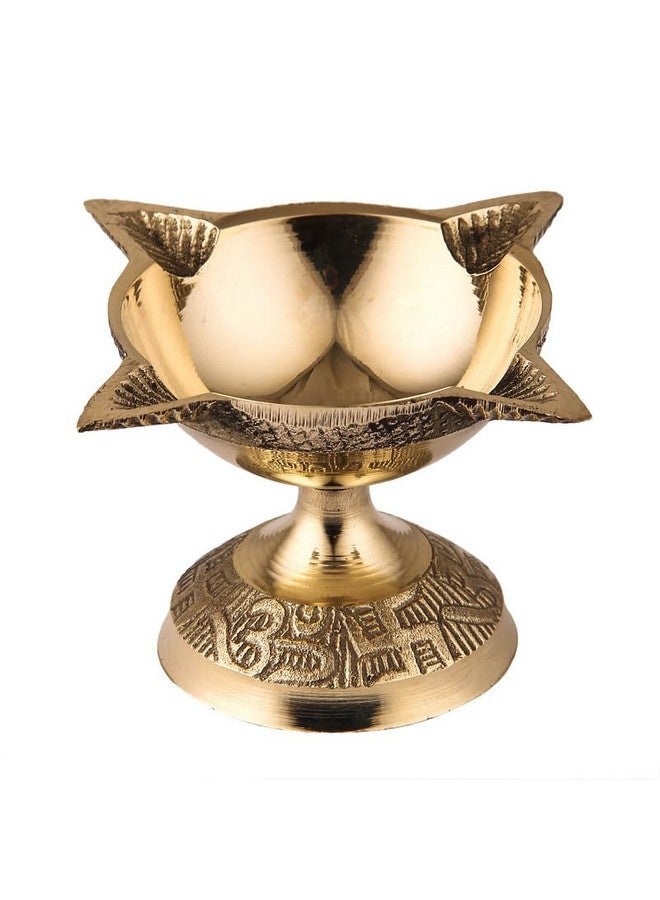 TORPPEZA 4 Face Brass Diya for Mandir, Diwali Festival Oil Lamp for Daily/Diwali Pooja, Charmukhi Diya - Image 1