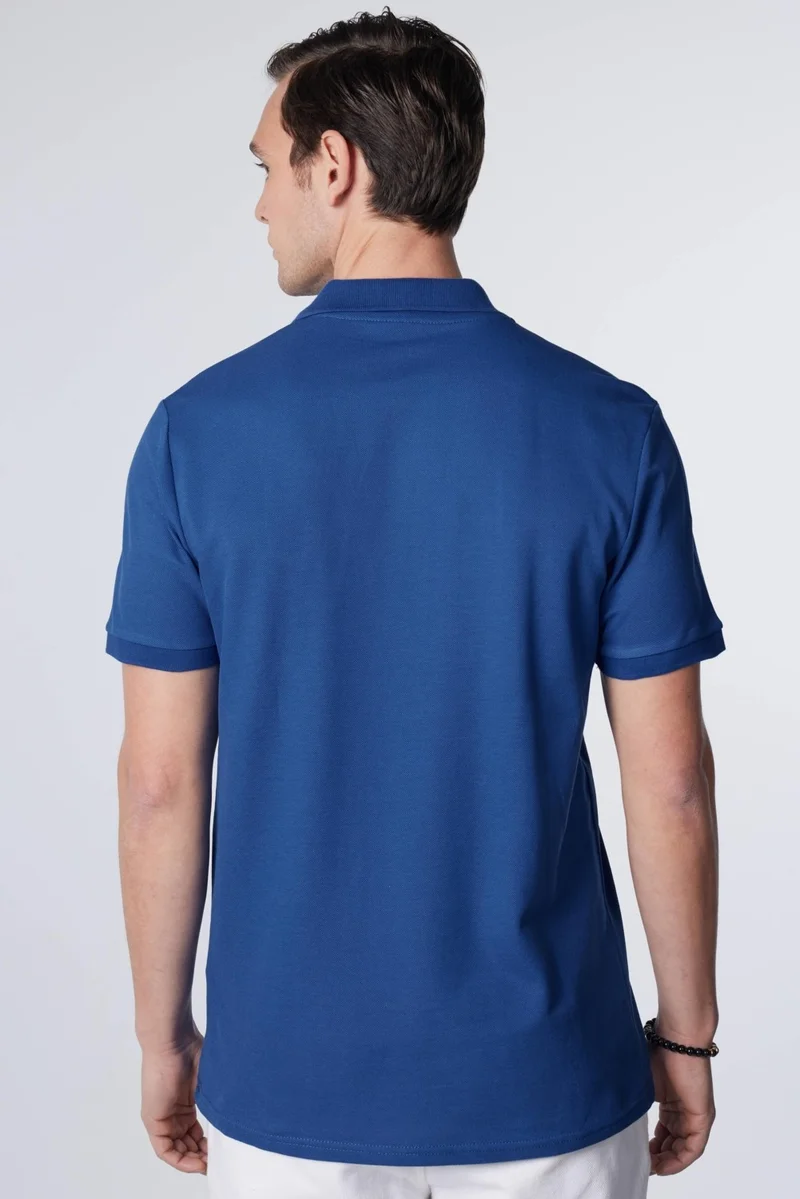 تودورس Men's Slim Fit Narrow Cut 100% Cotton Plain Pique Indigo Polo Collar T-Shirt