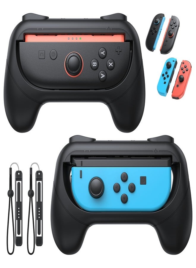 FASTSNAIL Non-Slip Grips for Switch 2/Switch 1/OLED for Joy Con 2/1, Holder Compatible with Nintendo Switch 2/1, Controller Accessories for Switch 2 (2 Black) - Image 1