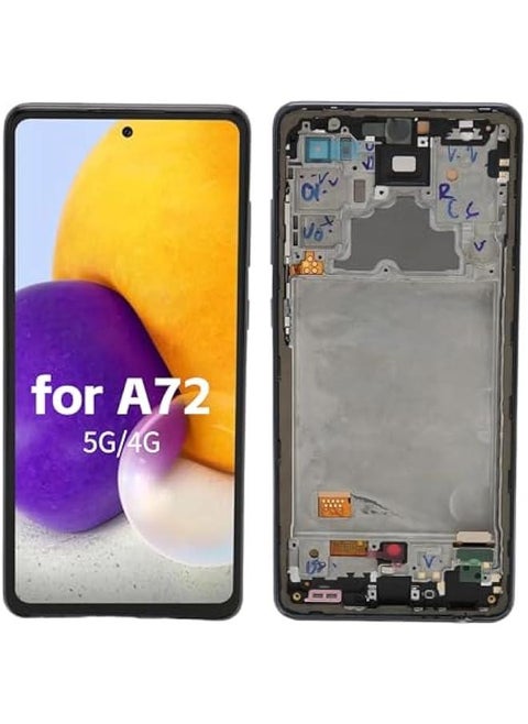 Phone Screen Replacement for Galaxy A72 5G 4G A725 A725M DS, 6.7in Digitizer Touch Display Assembly with Frame, 3D Sensitive Repair Tool Kit (Black)