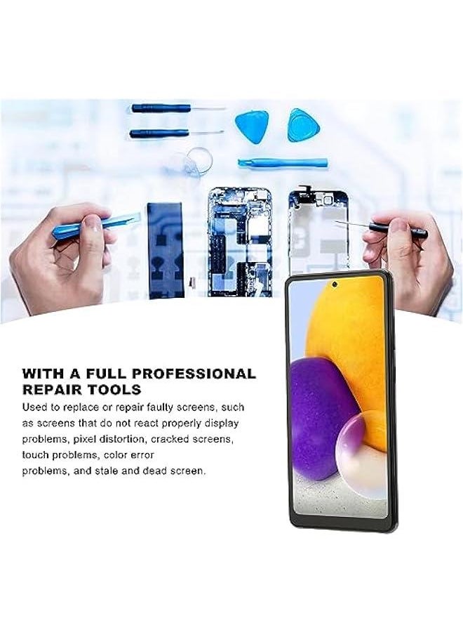 Phone Screen Replacement for Galaxy A72 5G 4G A725 A725M DS, 6.7in Digitizer Touch Display Assembly with Frame, 3D Sensitive Repair Tool Kit (Black)