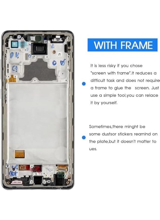 Phone Screen Replacement for Galaxy A72 5G 4G A725 A725M DS, 6.7in Digitizer Touch Display Assembly with Frame, 3D Sensitive Repair Tool Kit (Black)