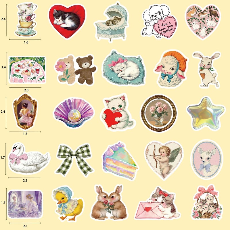MKZ 100 PCS Vintage Aesthetic Stickers Coquette Sticker Pack Retro Themed Stickers Cute Vintage Journaling Scrapbooking Stickers Pack for Adult - Image 2