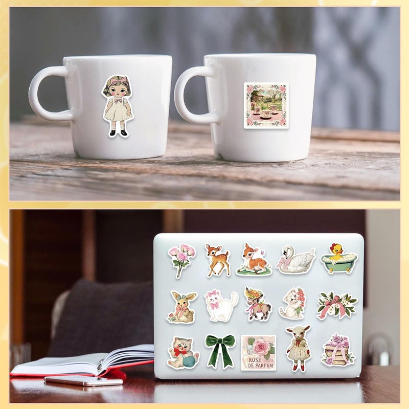 MKZ 100 PCS Vintage Aesthetic Stickers Coquette Sticker Pack Retro Themed Stickers Cute Vintage Journaling Scrapbooking Stickers Pack for Adult - Image 5