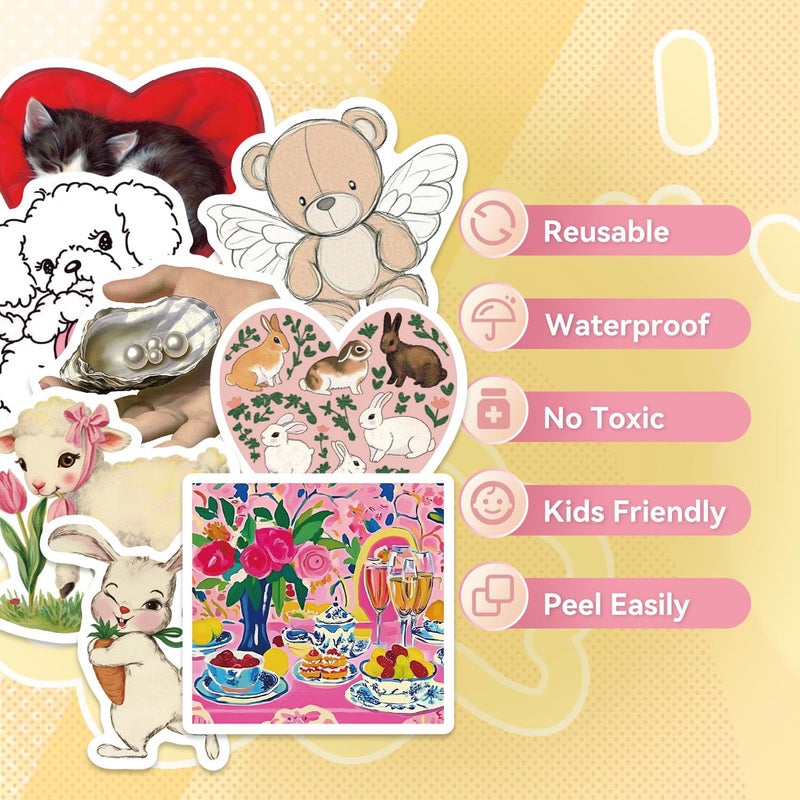 MKZ 100 PCS Vintage Aesthetic Stickers Coquette Sticker Pack Retro Themed Stickers Cute Vintage Journaling Scrapbooking Stickers Pack for Adult - Image 3