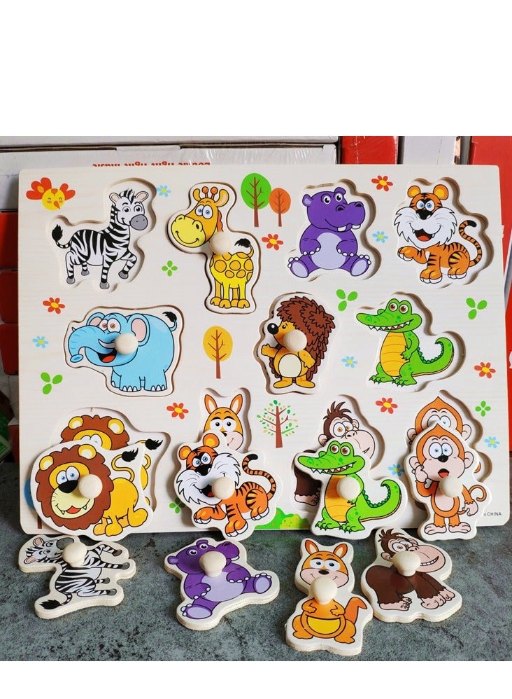 لعبة تعليمية خشبية على شكل حيوان 30x1x22 سم، لعبة تعليمية مطابقة على شكل حيوان وديناصور وحشرة للأطفال الصغار من سن 1 إلى 3 سنوات، هدية تعليمية مبكرة ل - Image 3