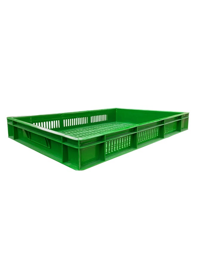 Plastica Industries LLC 5pcs of Ventilated Plastic Crate 600x400x80mm, 16L Stackable Storage Box for Fresh Produce, Food, Agriculture, Warehouse & Industrial Use - Green - Image 4