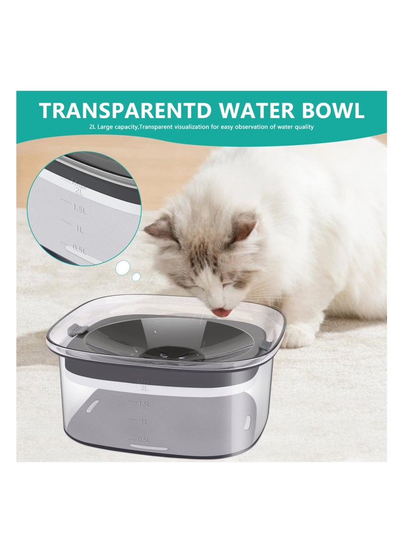 Generic - Pet Cat Dog Water Bowl, Non Slip Slow Water Feeder for Cats, 2L Large Capacity No Spill Splash Free Cat Water Bowl, for Dogs Cats Pets(Transparent) - Image 1