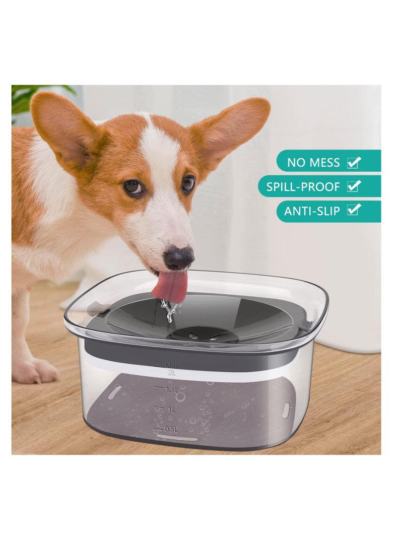 Generic - Pet Cat Dog Water Bowl, Non Slip Slow Water Feeder for Cats, 2L Large Capacity No Spill Splash Free Cat Water Bowl, for Dogs Cats Pets(Transparent) - Image 1