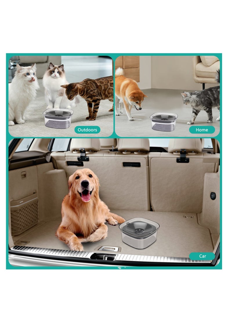 Generic - Pet Cat Dog Water Bowl, Non Slip Slow Water Feeder for Cats, 2L Large Capacity No Spill Splash Free Cat Water Bowl, for Dogs Cats Pets(Transparent) - Image 1