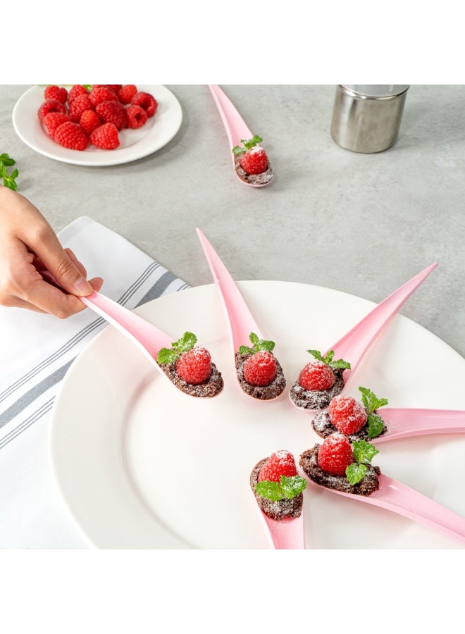 Restaurantware 8 x 1.2 Inch Tasting Spoons, 500 Disposable Sample Spoons - Self-Standing, Tear Drop Design, Pink Plastic Dessert Spoons, For Parties Or Other Events, Serve Appetizers Or Desserts - Image 5
